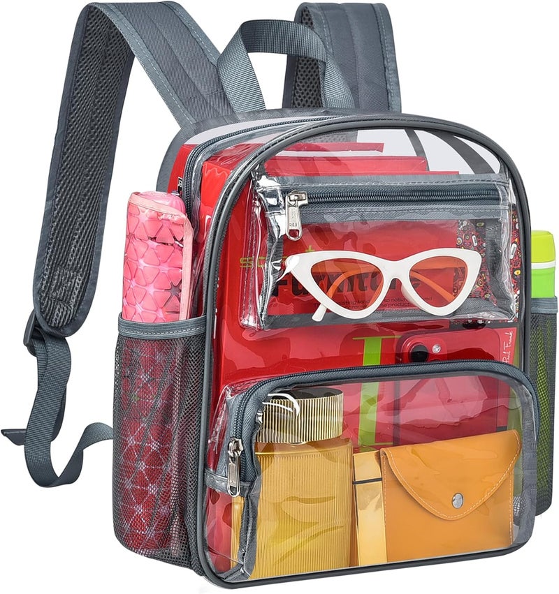 MAYTREE Clear Backpack Stadium Approved for Women and Men, Clear Bag for Stadium Events Concert Sporting Festival, Grey - Image 1